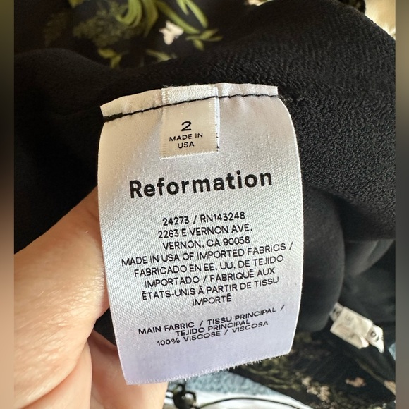 Reformation Women's Black Floral Print Dress Size 2 - Picture 3 of 4